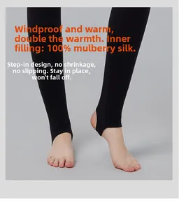 Detail von seidengefüllten Thermo-Leggings mit Steg-Design und winddichtem Material