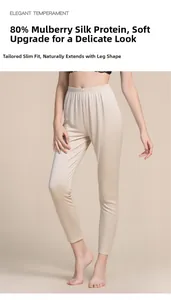 Detail of premium women's silk thermal leggings with soft 80% silk protein fabric