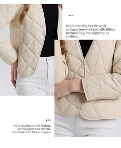 Detailansicht der Rautensteppung und Füllung aus 100% Maulbeerseide der Jacke