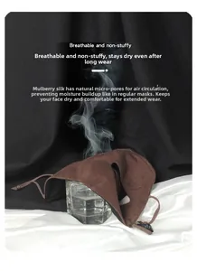 Macro view showing steam passing through the breathable silk face mask material