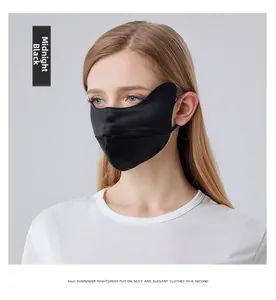 Détail du masque de protection solaire en soie de mûrier noire 22mm avec boucles réglables
