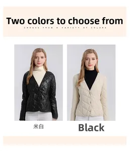 V-Ausschnitt Steppjacke mit Rautenmuster in Schwarz und Cremeweiß im Vergleich