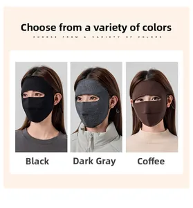 Detailed comparison of winter face masks in black, dark grey, and coffee brown colors
