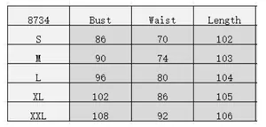 Detailed size chart for polka dot lace dress showing S to XXL measurements and dimensions
