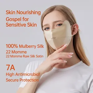 Masque solaire en soie de mûrier 100% champagne avec tissu en soie 22 momme de grade 7A