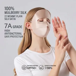 Premium 100% Mulberry Silk UPF 50+ Face Mask for Women in Pink 22 Momme Silk