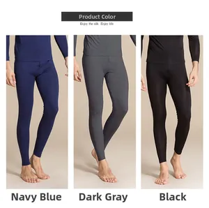 Dettagli dei pantaloni termici in lana da uomo nei colori blu navy, grigio e nero, vestibilità slim