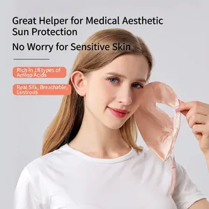 Silk sun protection mask for sensitive skin made of 22 momme 100% mulberry silk fabric