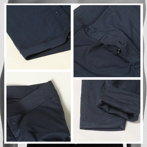Men's 100% silk thermal pants in navy blue featuring an elastic waist and button fly