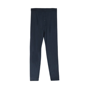 Men's navy thermal pants made of 100% mulberry silk with elastic waist and button fly
