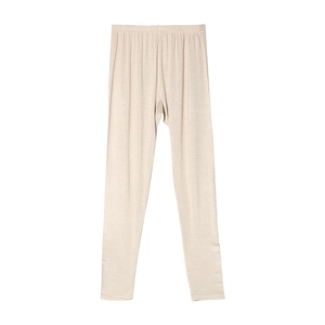Women's pure silk thermal leggings in beige with elastic waist and slim fit design