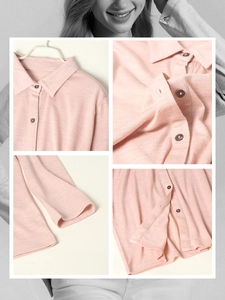 Chemise à manches longues pour femmes en 100% laine fine d'Australie, rose clair, tricot
