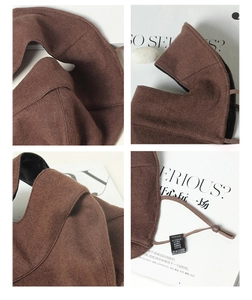 Detail of wool thermal face mask with adjustable ear loops and fine stitching