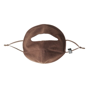 Winter thermal wool face mask in coffee brown, windproof outdoor warm balaclava with ear straps