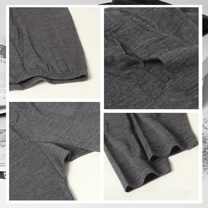 Leggings termici da uomo in 100% lana pregiata grigio scuro con elastico e tasche