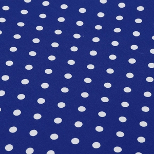 Gros plan sur la texture du tissu bleu à pois vintage montrant le tissage en coton