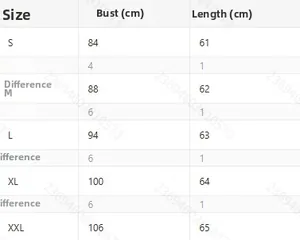 Detailed size guide for the vintage print jacket, including S-XXL bust and length metrics