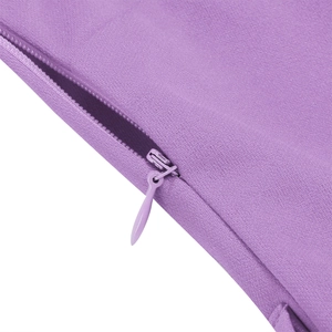 Detail view of the high-quality invisible zipper on a vintage purple floral dress