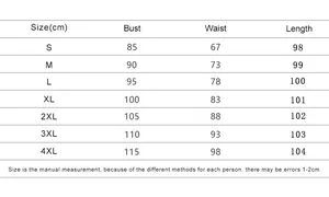 Detailed size guide table for vintage floral dress from S to 4XL in centimeters
