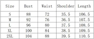 Detailed size chart for retro polka dot dress with bust waist and length in cm