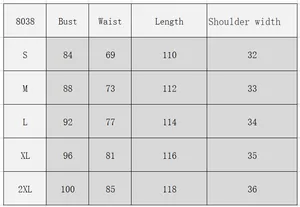 Guide des tailles pour robe brodée sans manches à col en V avec mesures de poitrine