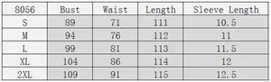 Detailed size chart for lace patchwork vintage dress showing bust and waist measurements