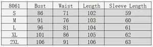 Size chart for asymmetrical plaid dress detailing bust waist and length measurements