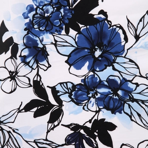 50s vintage style midi dress with blue watercolor floral print and half sleeves