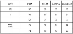 Guide des tailles pour robe à pois sans manches incluant buste taille et longueur de XS à XL