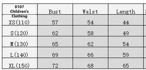 Detailed size chart for girls' vintage polka dot halter dress with bust and waist measurements