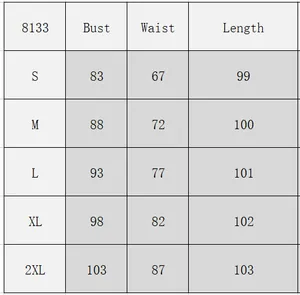 Size chart for halter sleeveless lace dress including bust, waist, and length measurements