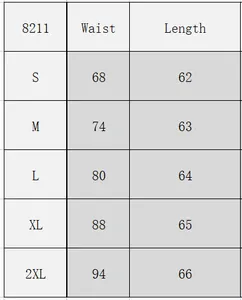 Detailed size chart for retro striped midi skirt showing waist and length measurements