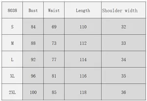 Detailed size chart for V-neck sleeveless mesh dress showing Bust, Waist, and Length measurements