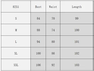 Detailed size chart for vintage floral dress with bust, waist and length measurements
