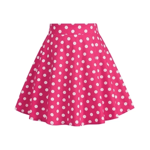 Vintage A-Linien Rock für Mädchen in Rosa mit weißen Punkten und breitem Taillenbund