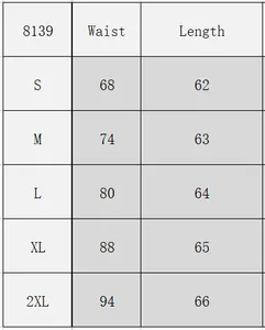 Detailed size guide table with waist and length measurements for women retro floral skirt