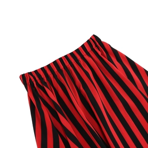 Vintage red and black striped A-line pirate skirt featuring elastic waist detail