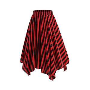 Jupe pirate pour femme à rayures rouges et noires avec ourlet asymétrique irrégulier