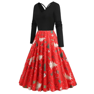Detail of V-neckline with criss-cross back straps on a vintage Christmas dress