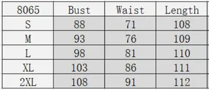 Size chart with bust, waist, and length measurements for the lace butterfly dress