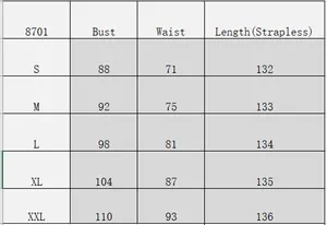 Size chart table with bust waist and length measurements for V-neck embroidery mesh dress