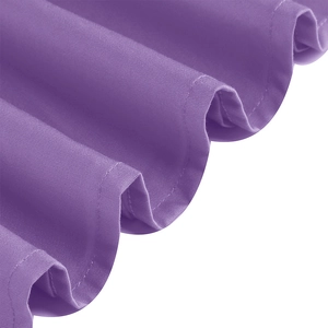 Detailed macro view of lavender purple striped fabric with fine wave-edge stitching