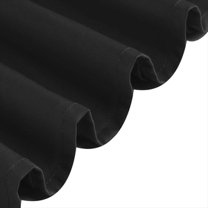 Close-up of matte black fabric edges with precise stitching and wave pleats