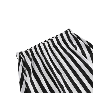 Gonna pirata vintage a trapezio a righe bianche e nere con elastico in vita per donna
