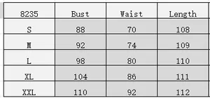 Detailed size chart for retro mesh embroidery dress showing bust, waist, and length measurements