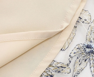 Detail view of floral embroidery on mesh fabric with fine stitching for the vintage dress