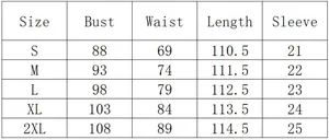 Size chart for women polka dot short sleeve dress showing measurements from S to 2XL