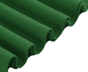 Detail view of deep green pleated skirt hem with professional double stitching finish