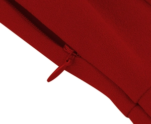 Detail of high-quality concealed zipper on the vibrant red vintage swing dress