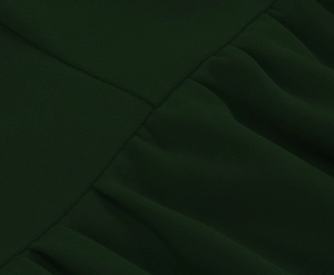 Detail of forest green chiffon fabric with fine gathering and elegant pleat textures